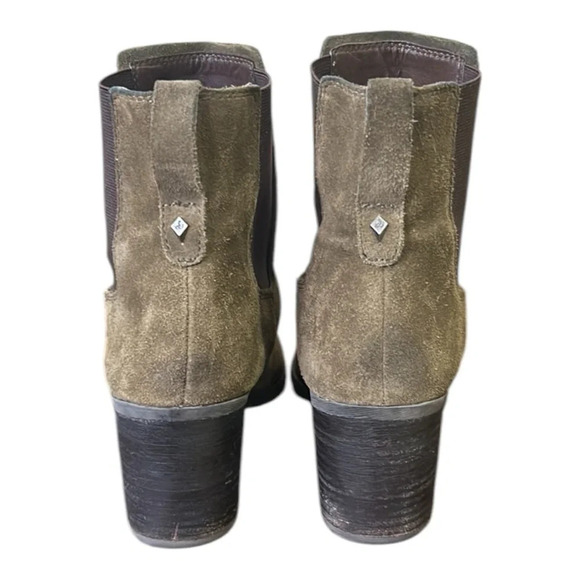 Sam Edelmann Suede Block Heel Chelsea Boot Olive Green Size 10 - Picture 5 of 10